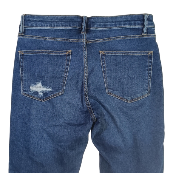 a.n.a Dark Blue Distressed Skinny Jeggings Jeans 28/6 Raw Hem Holes - Picture 5 of 8